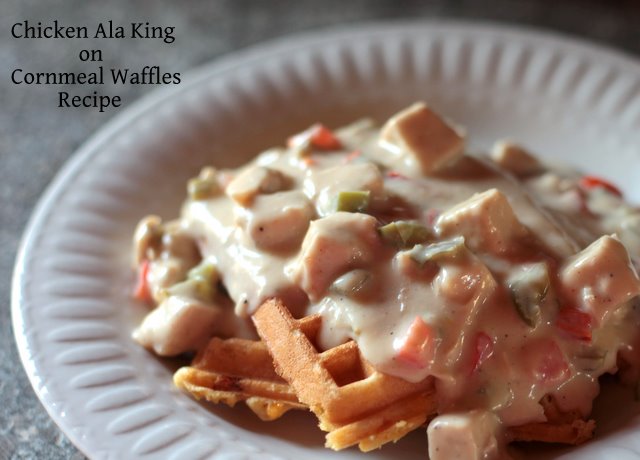 Chicken Ala King On Cornmeal Waffles