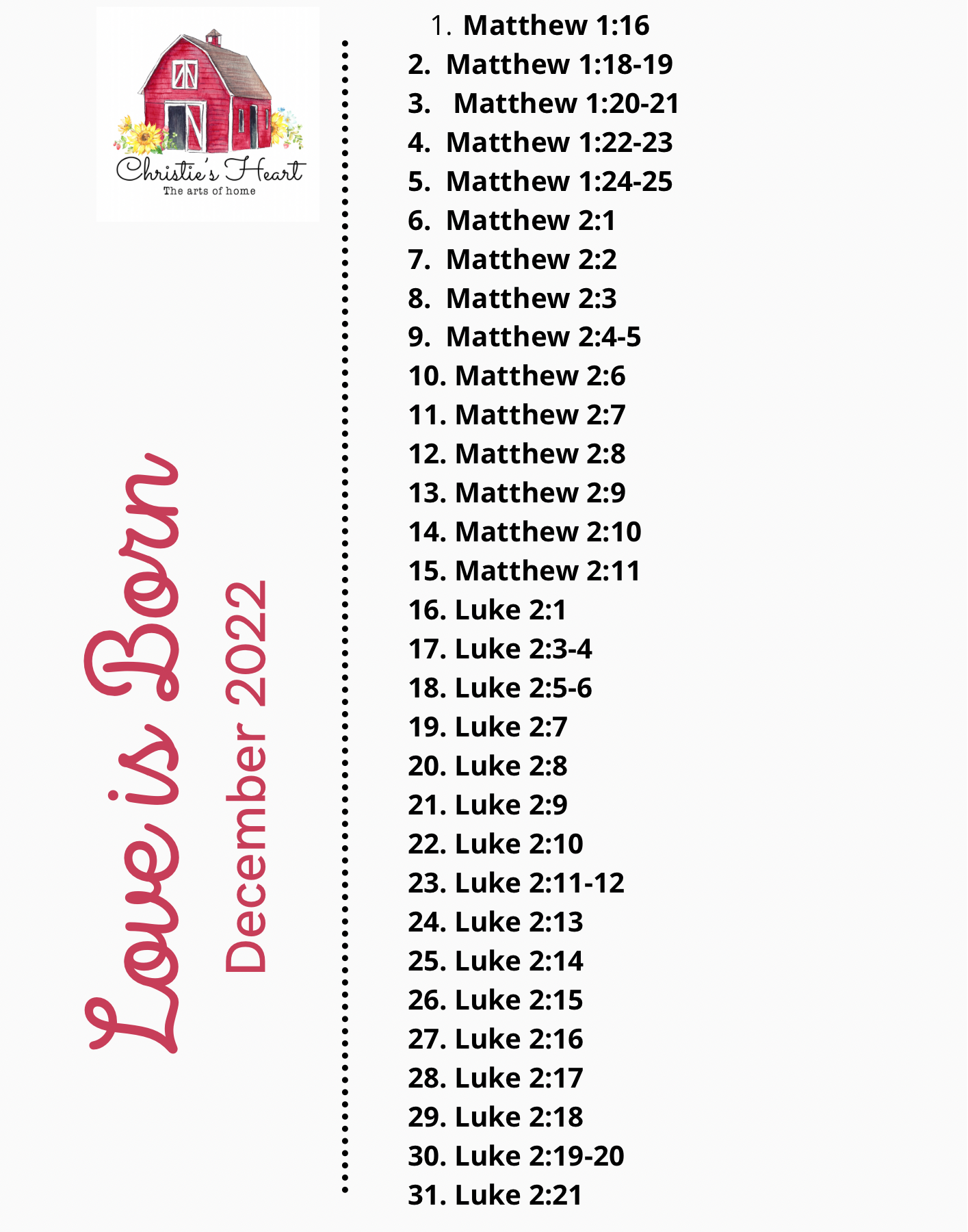 Love Is Born Scripture Writing